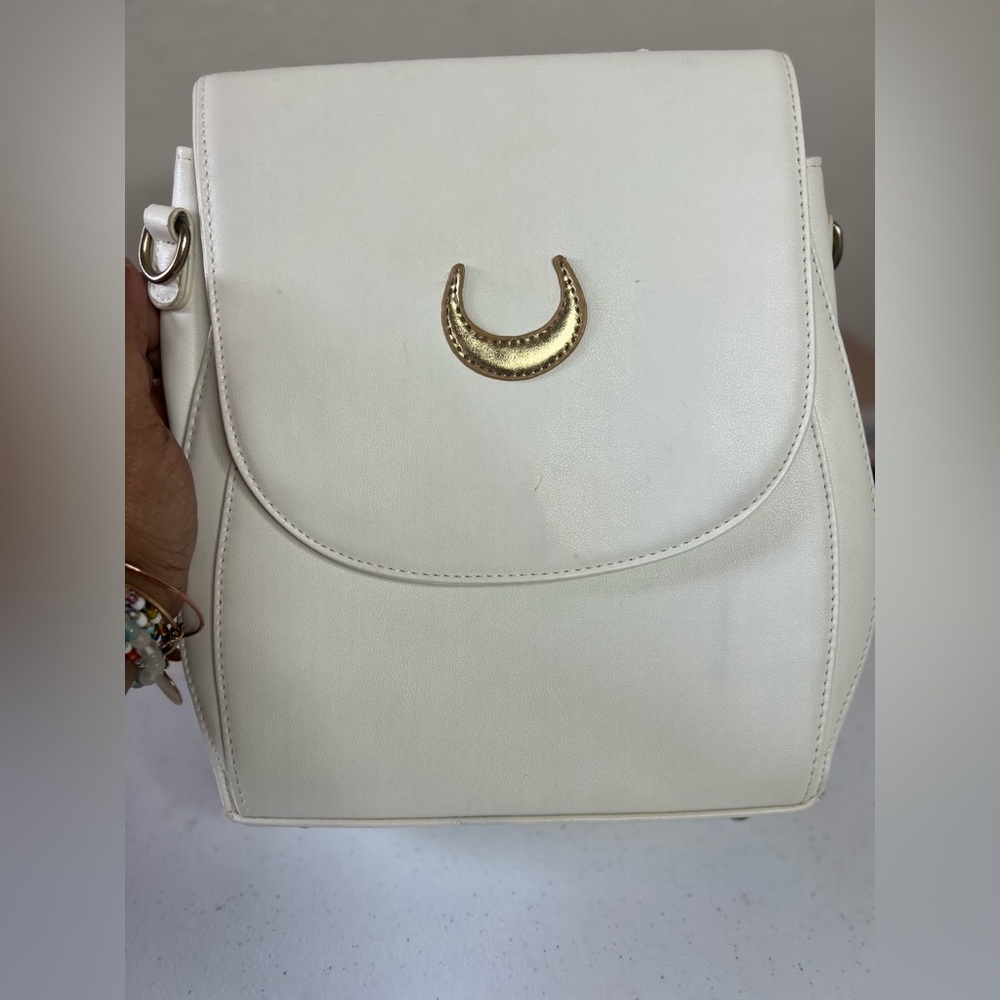 Vintage Sailor Moon luna Cat Ears White Backpack Purse Gold Bronze Hardware - Picture 1 of 13